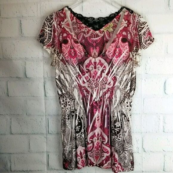 ONE WORLD "live and let live". High-waisted Tunic. - Picture 1 of 8